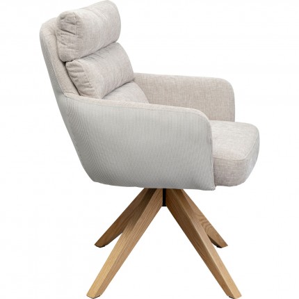 Chaise avec accoudoirs pivotante Bosse crème Kare Design