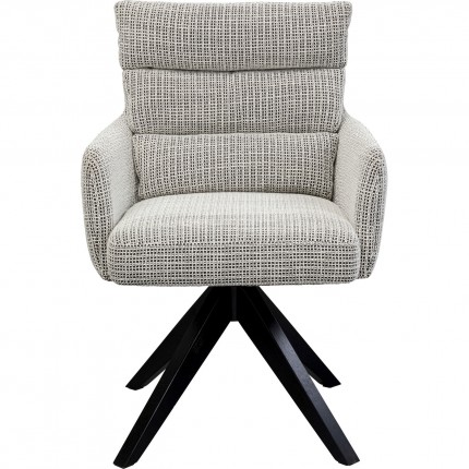 Swivel chair with armrests Bosse black and white Kare Design