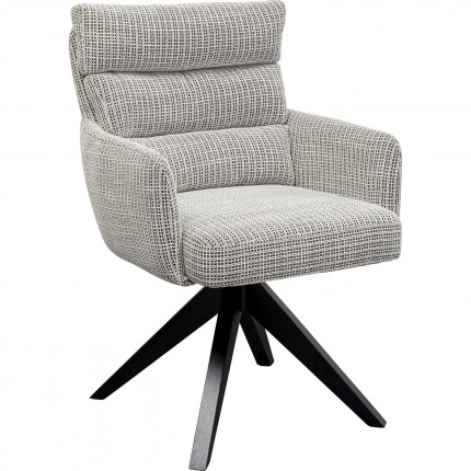 Swivel chair with armrests Bosse black and white Kare Design