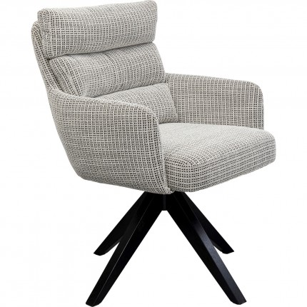 Swivel chair with armrests Bosse black and white Kare Design