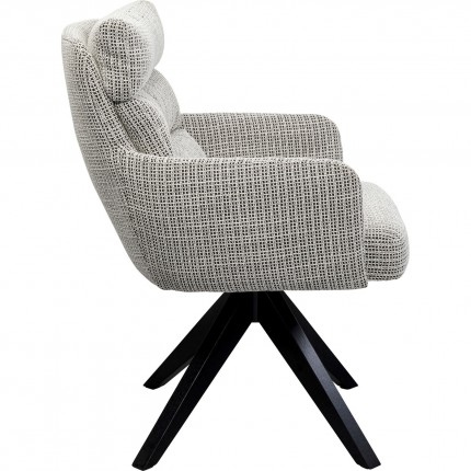 Swivel chair with armrests Bosse black and white Kare Design