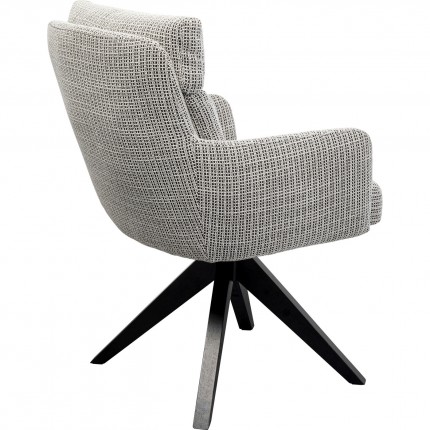 Swivel chair with armrests Bosse black and white Kare Design