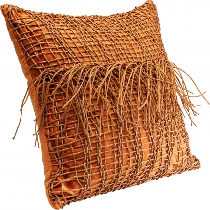 Coussin Zoe orange franges Kare Design