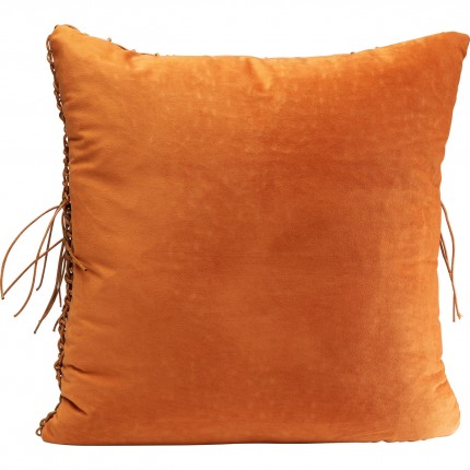 Coussin Zoe orange franges Kare Design