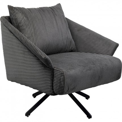 Fauteuil pivotant Milo velours gris Kare Design