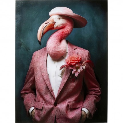 Glass picture flamingo suit 120x160cm Kare Design