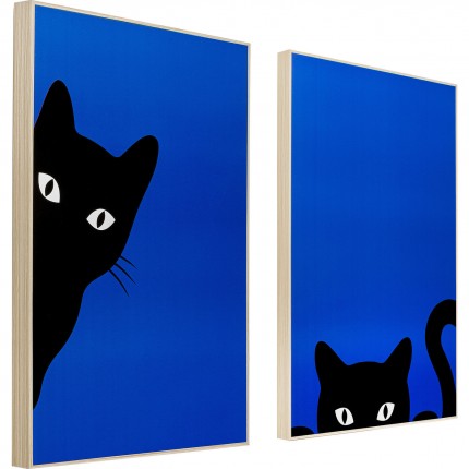 Canvas Picture playful black cats (2/Set) Kare Design