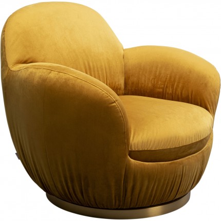 Fauteuil pivotant Nube velours jaune Kare Design