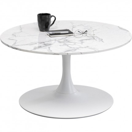 Table basse Schickeria effet marbre blanc 80cm Kare Design