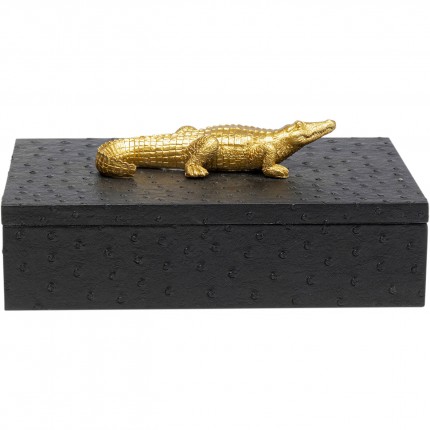 Boîtes noires crocodiles dorés set de 2 Kare Design