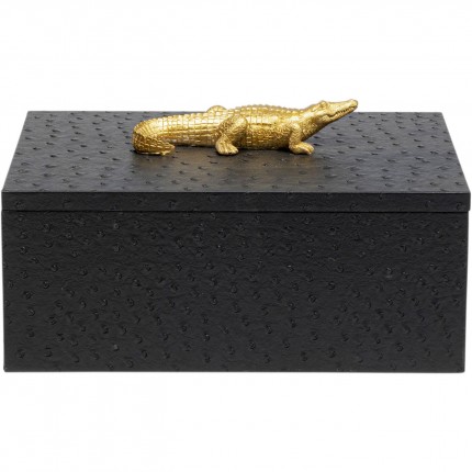 Boîtes noires crocodiles dorés set de 2 Kare Design