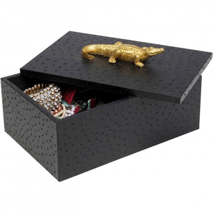 Boxes black crocodile gold (2/Set) Kare Design