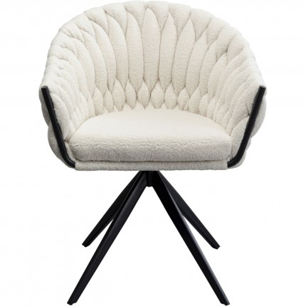 Swivel chair with armrests Knot Boucle white Kare Design