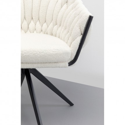 Chaise avec accoudoirs pivotante Knot Boucle blanche Kare Design