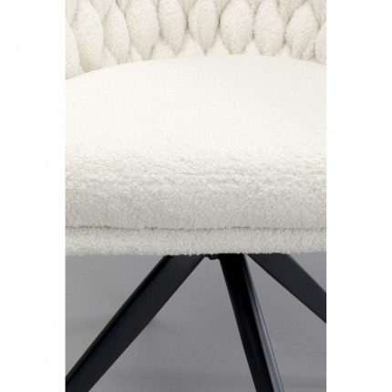 Swivel chair with armrests Knot Boucle white Kare Design