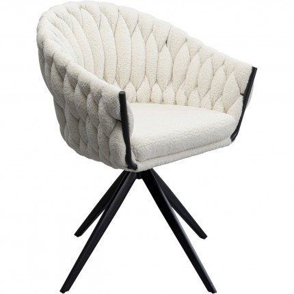 Swivel chair with armrests Knot Boucle white Kare Design