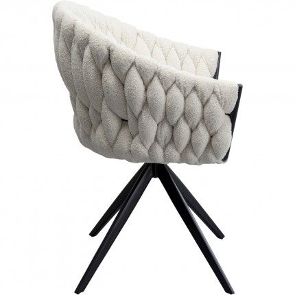 Chaise avec accoudoirs pivotante Knot Boucle blanche Kare Design