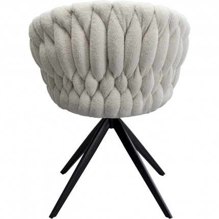 Chaise avec accoudoirs pivotante Knot Boucle blanche Kare Design