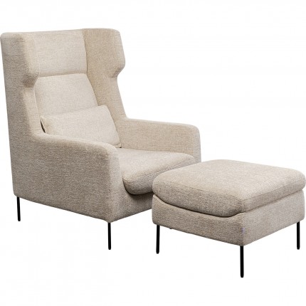 Fauteuil et repose-pieds Quinn beige Kare Design