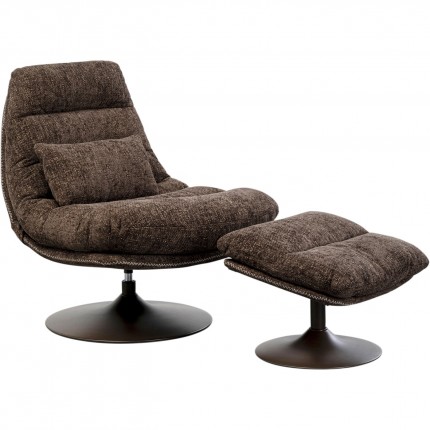 Fauteuil pivotant et repose-pieds Montreal marron Kare Design