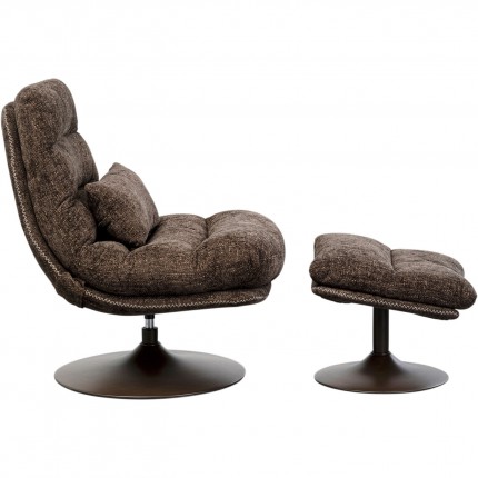 Fauteuil pivotant et repose-pieds Montreal marron Kare Design