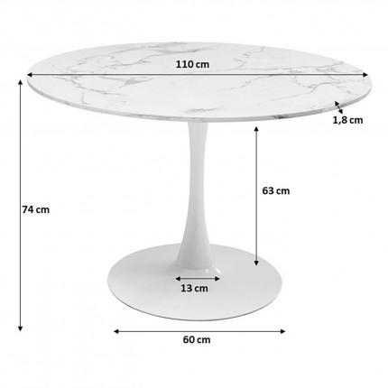 Table Veneto 110cm blanche Kare Design