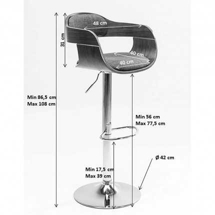 Tabouret de bar Costa noir Kare Design