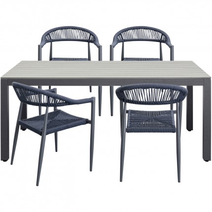 Ensemble de jardin Sorrento table et 4 chaises bleues Kare Design