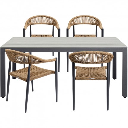 Ensemble de jardin Sorrento table et 4 chaises nature Kare Design