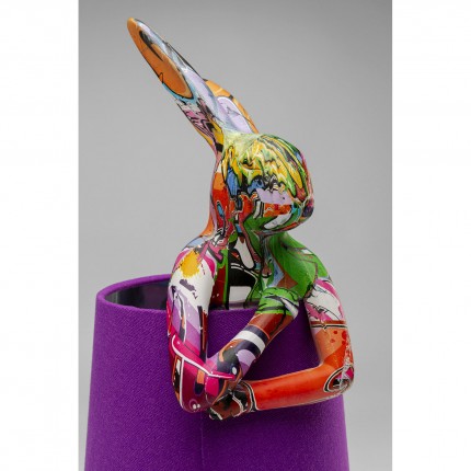 Lampe Animal lapin graffiti et violette 50cm Kare Design