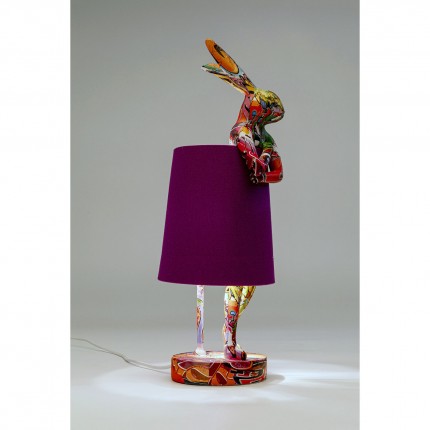 Lampe Animal lapin 50cm graffiti et violette Kare Design