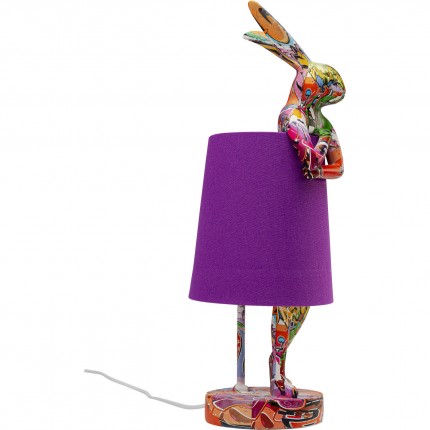 Lampe Animal lapin 50cm graffiti et violette Kare Design