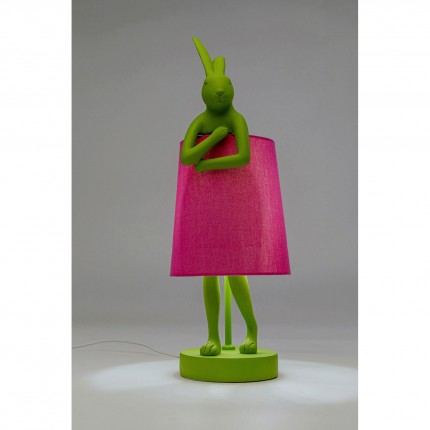 Lampe Animal lapin verte et rose 50cm Kare Design