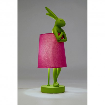 Lampe Animal lapin verte et rose 50cm Kare Design