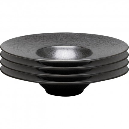 Assiettes creuses Cosmos noires 27cm set de 4 Kare Design