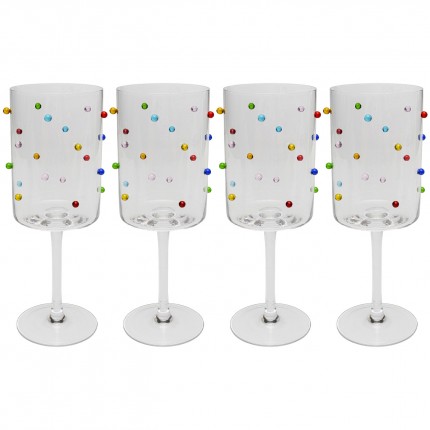 Verres à vin Party Dots set de 4 Kare Design