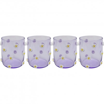 Water Glass Party purple flowers (4/set) Kare Design