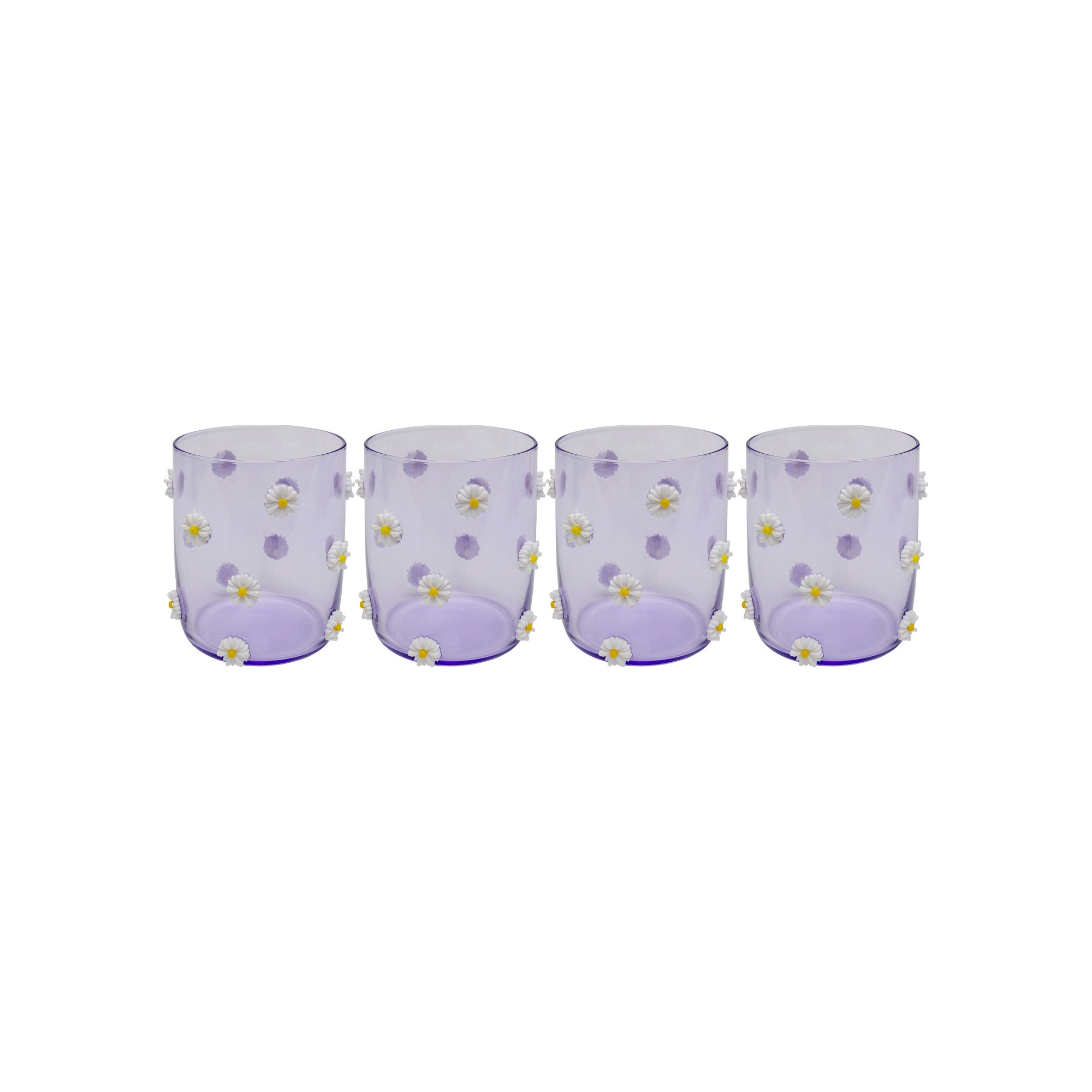 Verres à eau Party violets fleurs set de 4 Kare Design