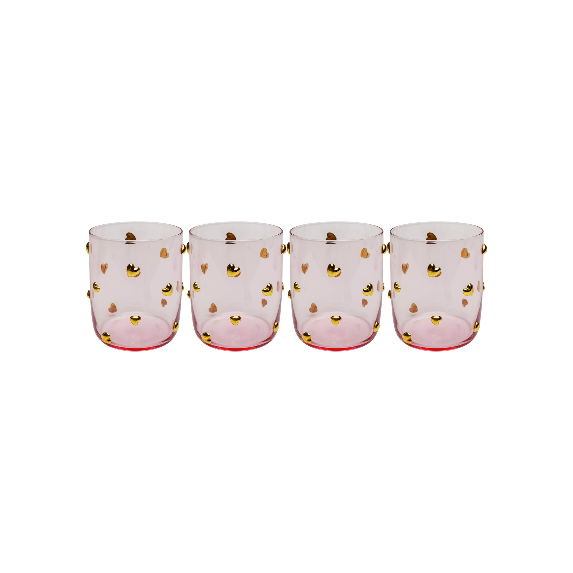 Verres à eau Party roses coeurs set de 4 Kare Design