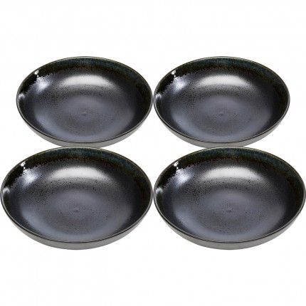 Assiettes creuses Kassandra noires 23cm set de 4 Kare Design