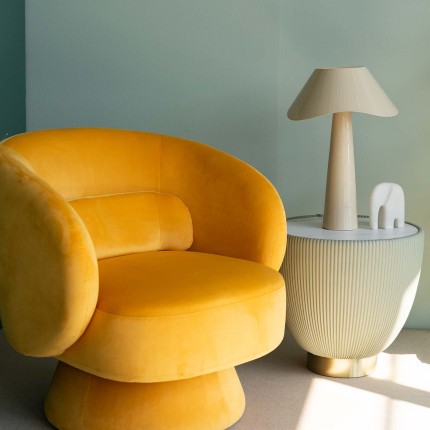 Fauteuil pivotant Orion velours jaune Kare Design