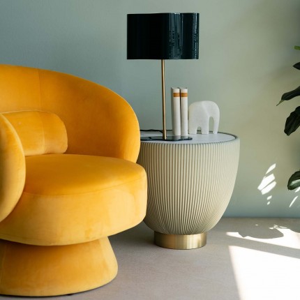 Fauteuil pivotant Orion velours jaune Kare Design