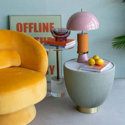 Swivel armchair Orion velvet yellow Kare Design