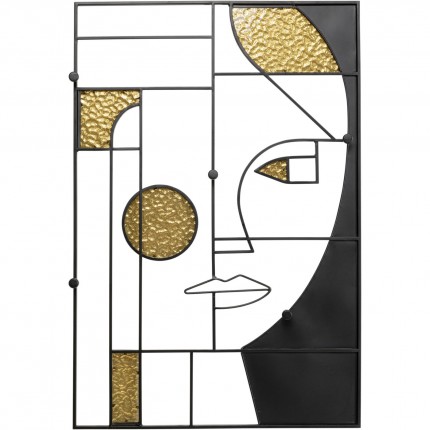 Portemanteau mural Art Face femme 90x61cm Kare Design