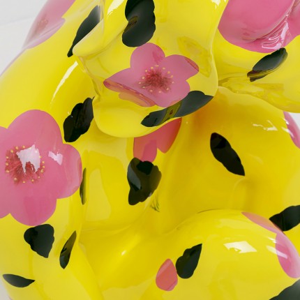 Deco Gangster yellow dog XL pink flower Kare Design