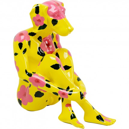 Deco Gangster yellow dog XL pink flower Kare Design