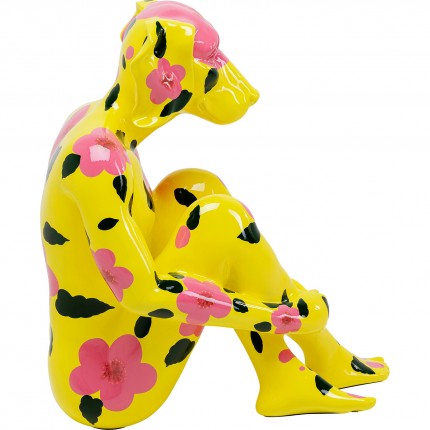 Deco Gangster yellow dog XL pink flower Kare Design