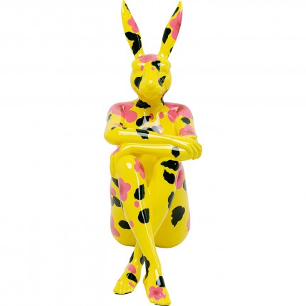 Déco Gangster lapin jaune XL fleurs roses Kare Design