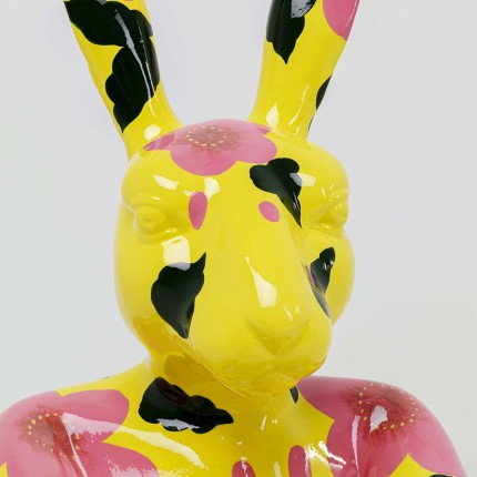 Déco Gangster lapin jaune XL fleurs roses Kare Design