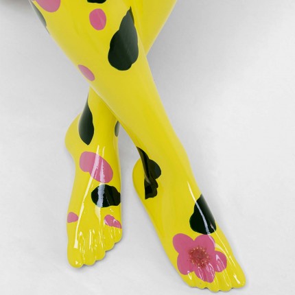 Deco Gangster yellow rabbit XL pink flowers Kare Design